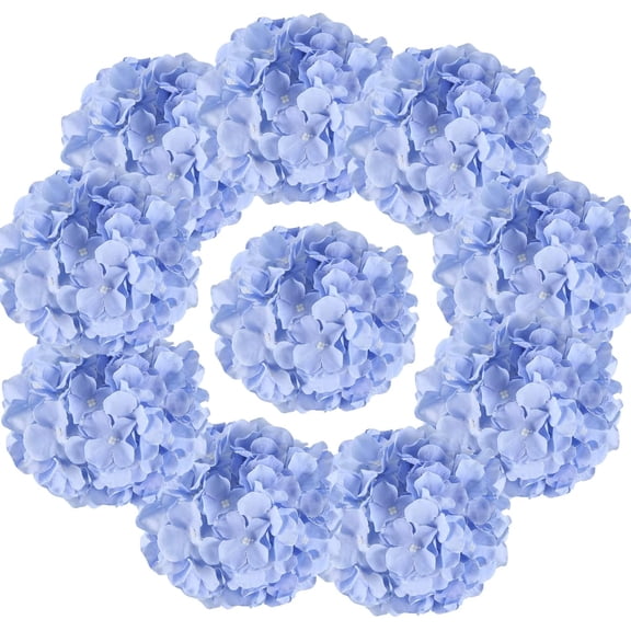 10pcs Hydrangea Artificial Flowers Ivory White Fake Hydrangea Silk Flowers Heads with Stems Faux Flowers Centerpiece Table Decorations for DIY Wedding Baby Shower Party Shop Home (Ivory)