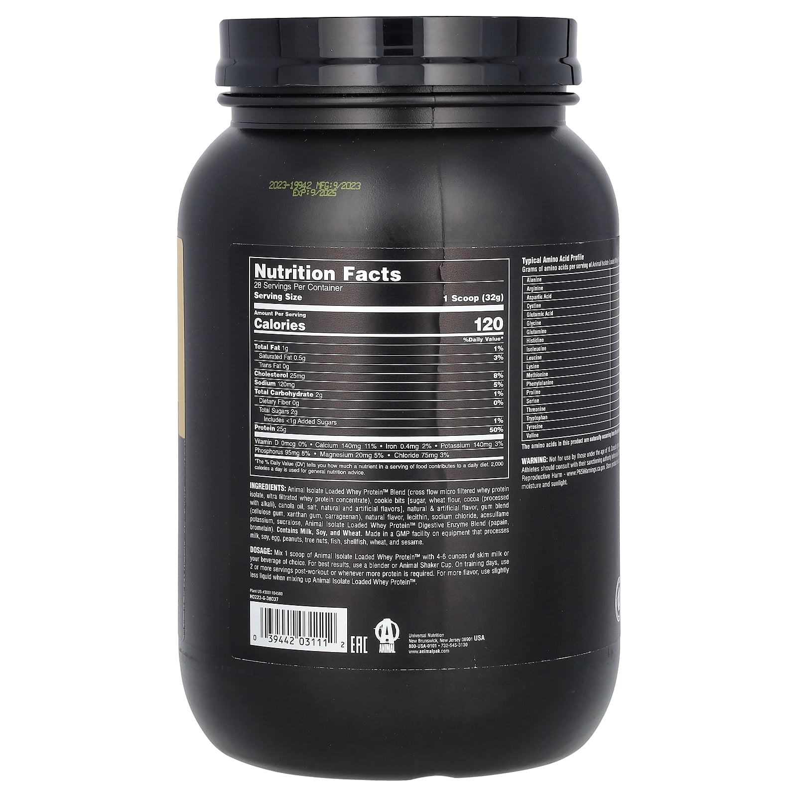 Animal Isolate Loaded Whey Protein Powder, Cookies & Cream, 2 lb (907 g)