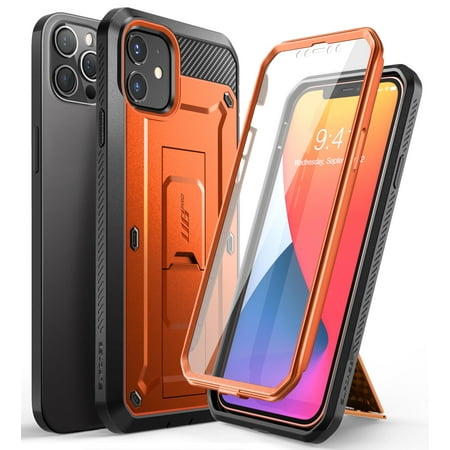 SUPCASE Unicorn Beetle Pro Series Case for iPhone 12 / iPhone 12 Pro (2020 Release) 6.1 Inch, Built-in Screen Protector Full-Body Rugged Holster Case (Orange)
