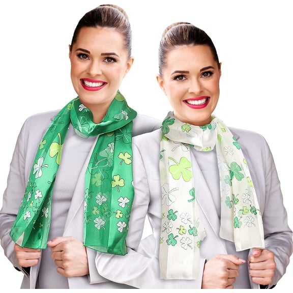CBC Crown Multi Shamrock St. Patrick's Day Scarf - Silk Feeling Scarf