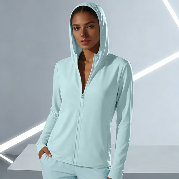 Women's Jackets Lightweight Trendy Plus Size Nylon Hooded Breathable Sun Protective Jacket for Outdoor Activities