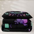thumbnail image 5 of Manfei Witchy Moon Cat Twin Comforter Sets, Floral Botanical Bedding Set, Black Pink Teal, Black Reversible, 2pcs, 1 Comforter and 1 Pillowcase, 5 of 7