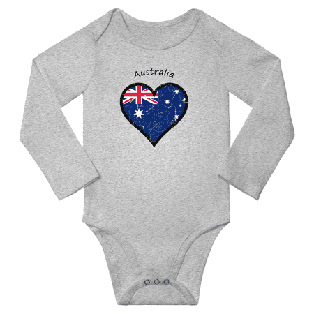 

Australia Flag Heart Love Baby Long Sleeve Bodysuit (Gray 24 Months)