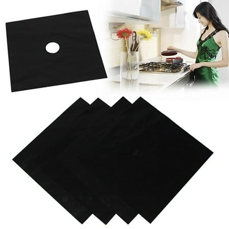 

IGRELEM 4 Pcs Removable Square Foil Gas Hob Protector Liner Stove Mat Easy Clean Protection Pad