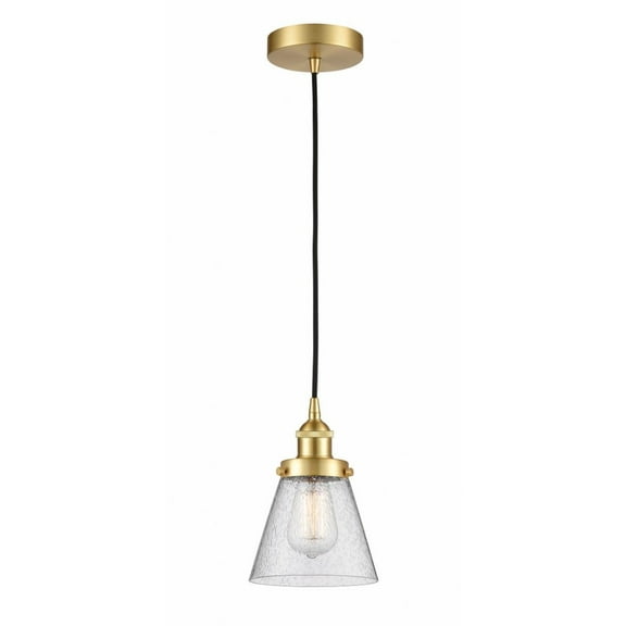 616-1PH-SG-G64-LED-Innovations Lighting-Cone - 1 Light Mini Pendant In Industrial Style-8 Inches Tall and 6 Inches Wide Satin Gold Seedy