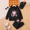 thumbnail image 2 of Caqnni 5-6 Years Toddler Girl T-Shirt and Leggings Outfit Set, 2-Piece Sweatshirt + Joggers Pants Set A234-Black, 2 of 5