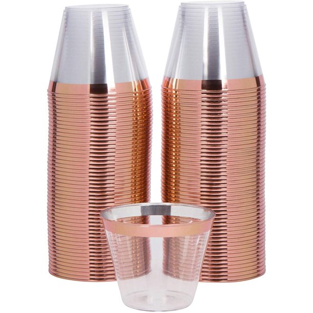 Rose Gold Plastic Cups 9oz 100pack by XIUM