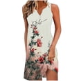 thumbnail image 2 of Uaswgudfs Sleeveless V-Neck Midi Dress for Women - Leaf Print Summer Casual Sundress with Side Split & Lightweight Flowy Fabric, 2 of 6