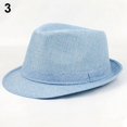 thumbnail image 4 of SPRING PARK Unisex Men Women's Vintage Solid Color Summer Beach Cap Sun Screen Linen Fedoras Outdoor Travel Dance Jazz Hats, 4 of 4