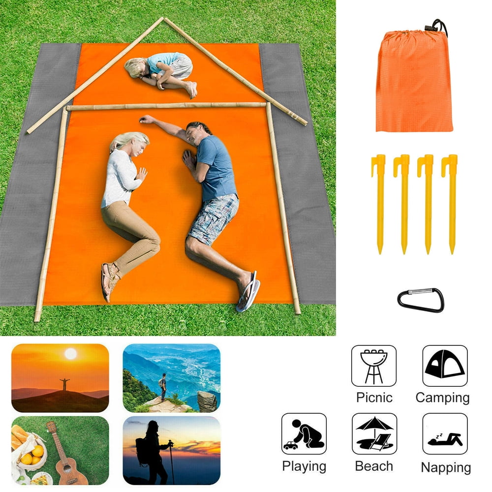 Waterproof Beach Mat Pocket Picnic Nylon Moisture Barrier Camping Outdoor Garden 
