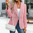 thumbnail image 2 of Stichou Women's Tweed Blazers Business Casual - Long Sleeve Double Breasted Jackets Open Front Work Suits Pink L, 2 of 5