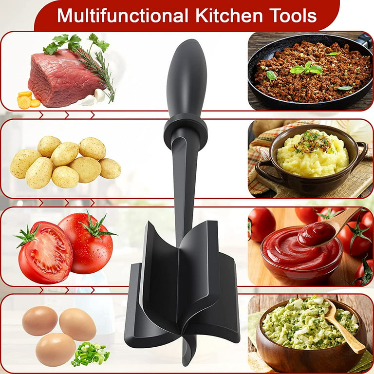 Meat Chopper, Hamburger Chopper, Premium Heat Resistant Masher and Smasher  for Hamburger Meat, Ground Beef, Ground Turkey and More, Nylon Ground Beef  Chopper Tool and Meat Fork, Non Stick Mix Chopper 
