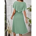 thumbnail image 2 of Mint Green Mid-Length Dress With Ruffle Cap Sleeves And V-Neck For Women, 2 of 7