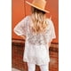 thumbnail image 1 of ABPHQTO Kimono blanco de crochet con encaje floral y manga corta con frente abierto para mujer, 1 of 5