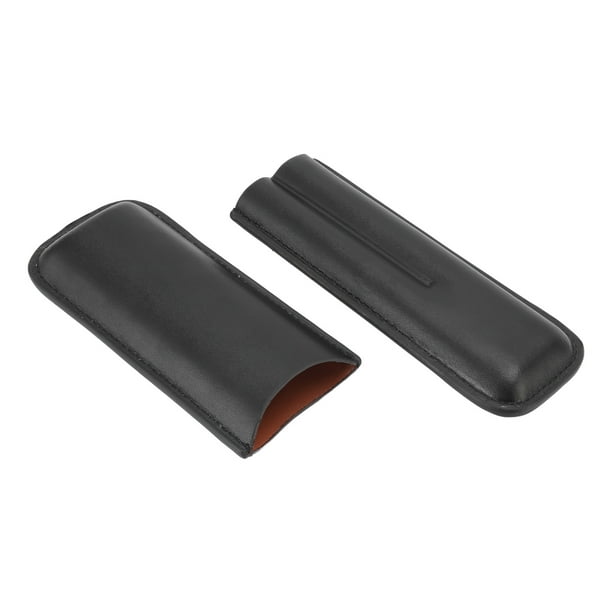Estuche para cigarros de cuero con mano de obra fina, cuero resistente al desgaste, tacto loave, párrico 2 cigarros, regalo de viaje perfecto