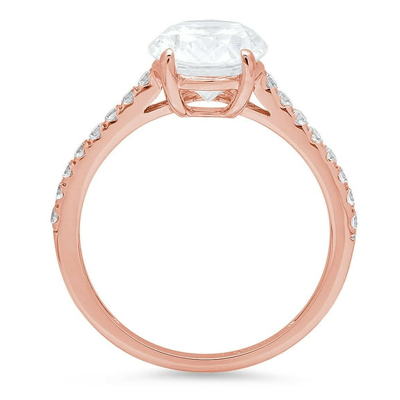 2.21 ct Oval Cut Simulated Diamond Solitaire with Accents Engagement Ring for Women in 18K Rose Gold