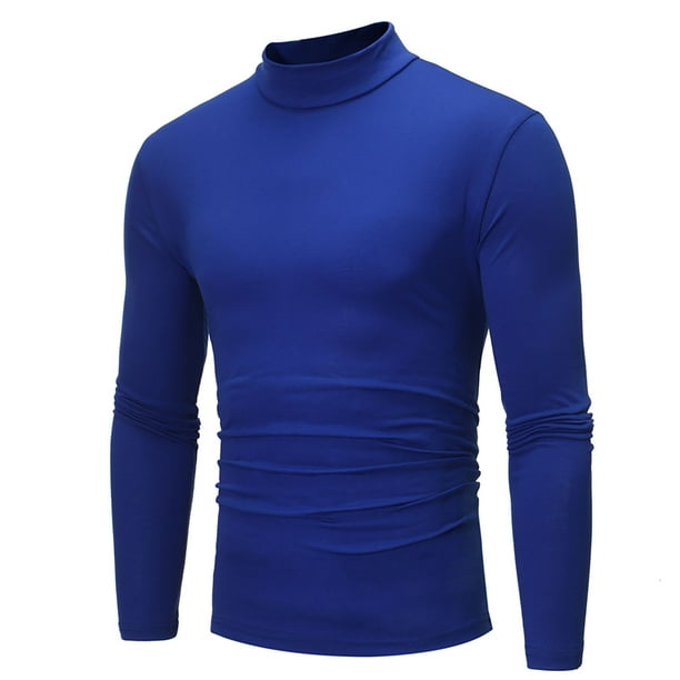Camisas de Hombre Blusas de Manga Larga Con Cuello Redondo Nuevo Otoño E Invierno Camisa de Fondo Delgada de Color Sólido Con Cuello Alto Odeerbi ODB-4