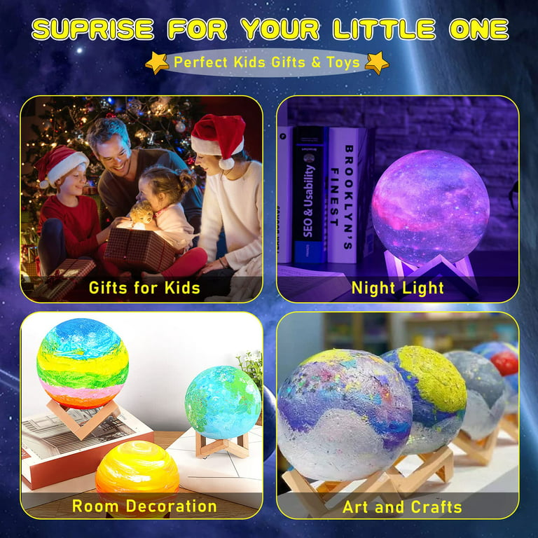 Paint Your Own Moon Lamp Kit, Cool DIY 3D Space Moon Night Light, Art  Supplies, Arts and Crafts for Kids, Toys Girls Boy Birthday Gift 