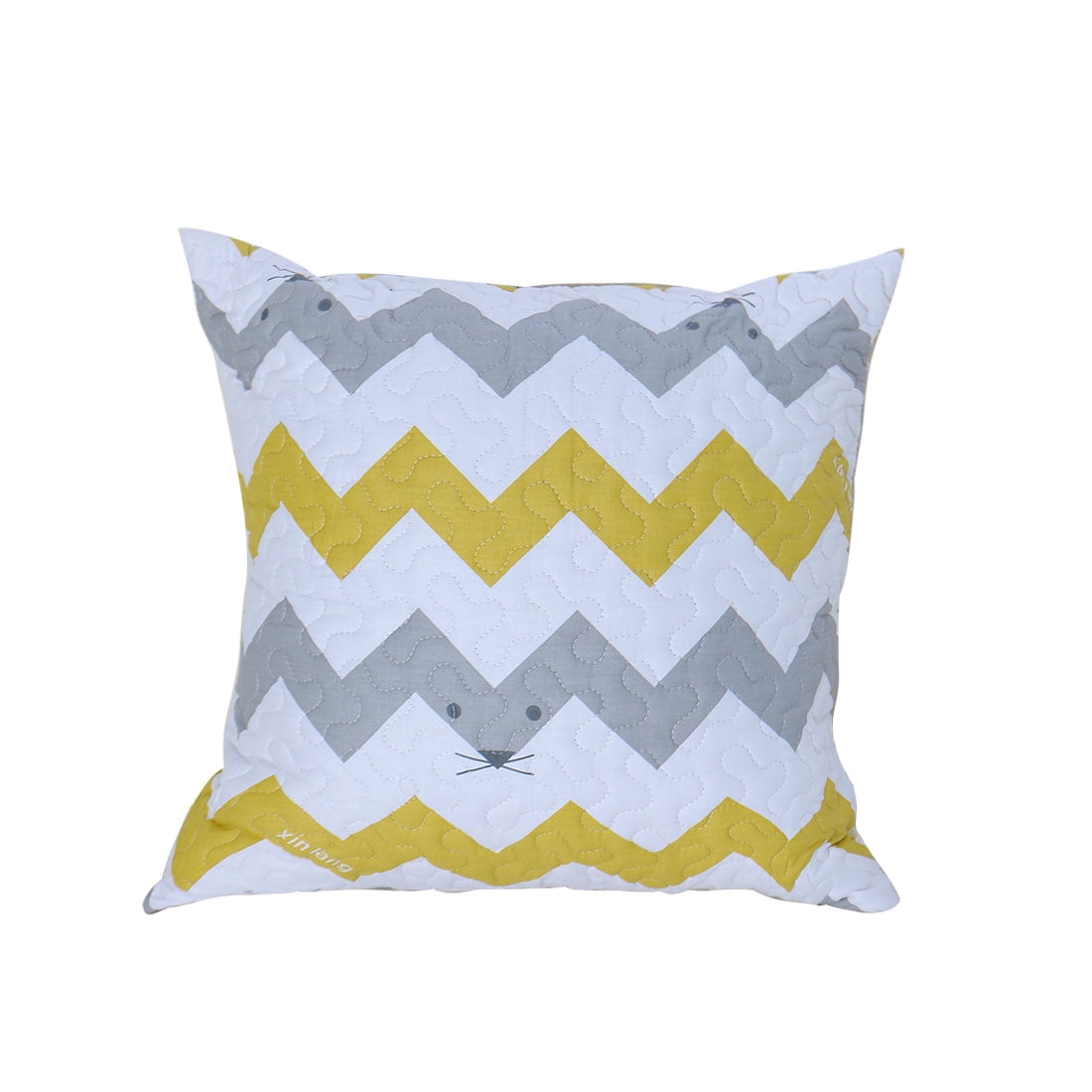 Cotton Quilted Cushion Cover Pillow Case Zipper Closure Yellow