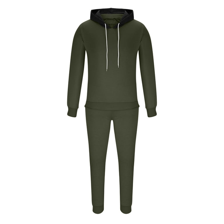 Wyongtao Men's 2 Piece Outfits Patchwork Color Hoodie