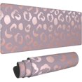 thumbnail image 1 of Pink Rose Gold Leopard Print Gaming Mouse Pad 31.5 x 11.8 Inch Extended Waterproof Cheetah Desk Pad with NonSlip Rubber Base and Stitched Edges, Stylish for Work/Office/Home, 1 of 6
