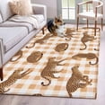 thumbnail image 3 of 3x5 Washable Area Rug, Africa Leopard Animal Non-Slip Rectangle Rug for Living Room Bedroom, Brown White Plaid Abstract Simple Indoor Low Pile Floor Mat for Home Decor, 3 of 9