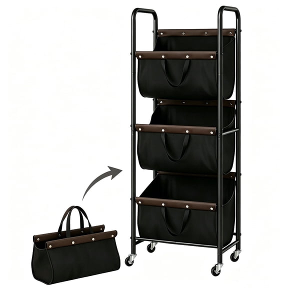 GRANNY SAYS 3-Tier Laundry Sorter and Hamper, Laundry Basket with Wheels for Laundry Room, Dorm, Bathroom & Closet, Black