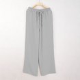 thumbnail image 6 of JJHGVB Linen Pants Women Wide Leg Pants Woman Linen Pants Drawstring Elastic Waist Pants High Waisted Pants Casual Beach Pants Drawstring Pants Women Womens Casual Pants Gray M, 6 of 7