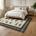thumbnail image 3 of ODIKA Hooked Fishing Fly Reel Motifs Vintage Plaid Border Lure Novelty for Dining Room, Under Table, Office, Non-Slip Chair-Friendly Floor, 3 of 7