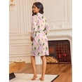 thumbnail image 5 of EKOUAER Women Kimono Robe Knee Length Knit Bathrobe Lightweight 3/4 Sleeve Loungewear Soft Sleepwear with Pockets, 5 of 6