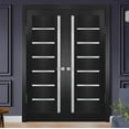 thumbnail image 3 of Solid French Double Doors | Quadro 4088 Matte Black with Frosted Glass | Wood Solid Panel Frame Trims | Closet Bedroom Sturdy Doors, 3 of 6