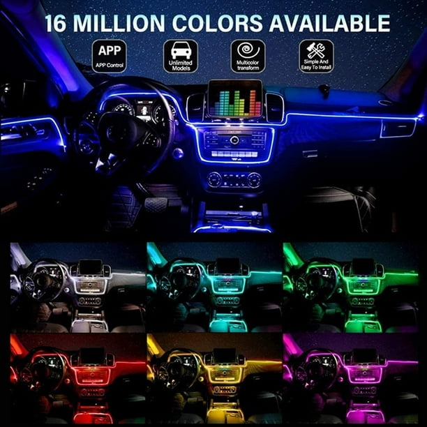 Bande lumineuse LED 3D RGB, contrôle du son de la musique, éclairage de  voiture, lumière d'ambiance, Tube coloré
