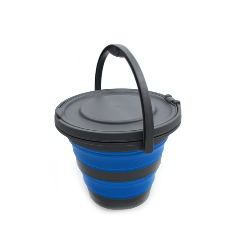 SAMMART 5L Collapsible Fishing Bucket with Removable Lid - Foldable Round  Tub - Portable Plastic Water Pail - Space Saving Outdoor Waterpot - Trunk  Organizer For All Types Of Vehicles 