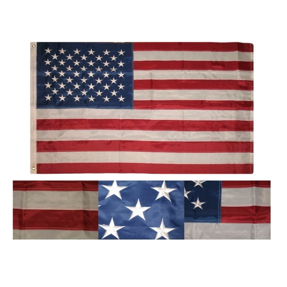 3x5 Embroidered USA 50 Star 210D Sewn Perma Dye Nylon Flag 3'x5' Banner