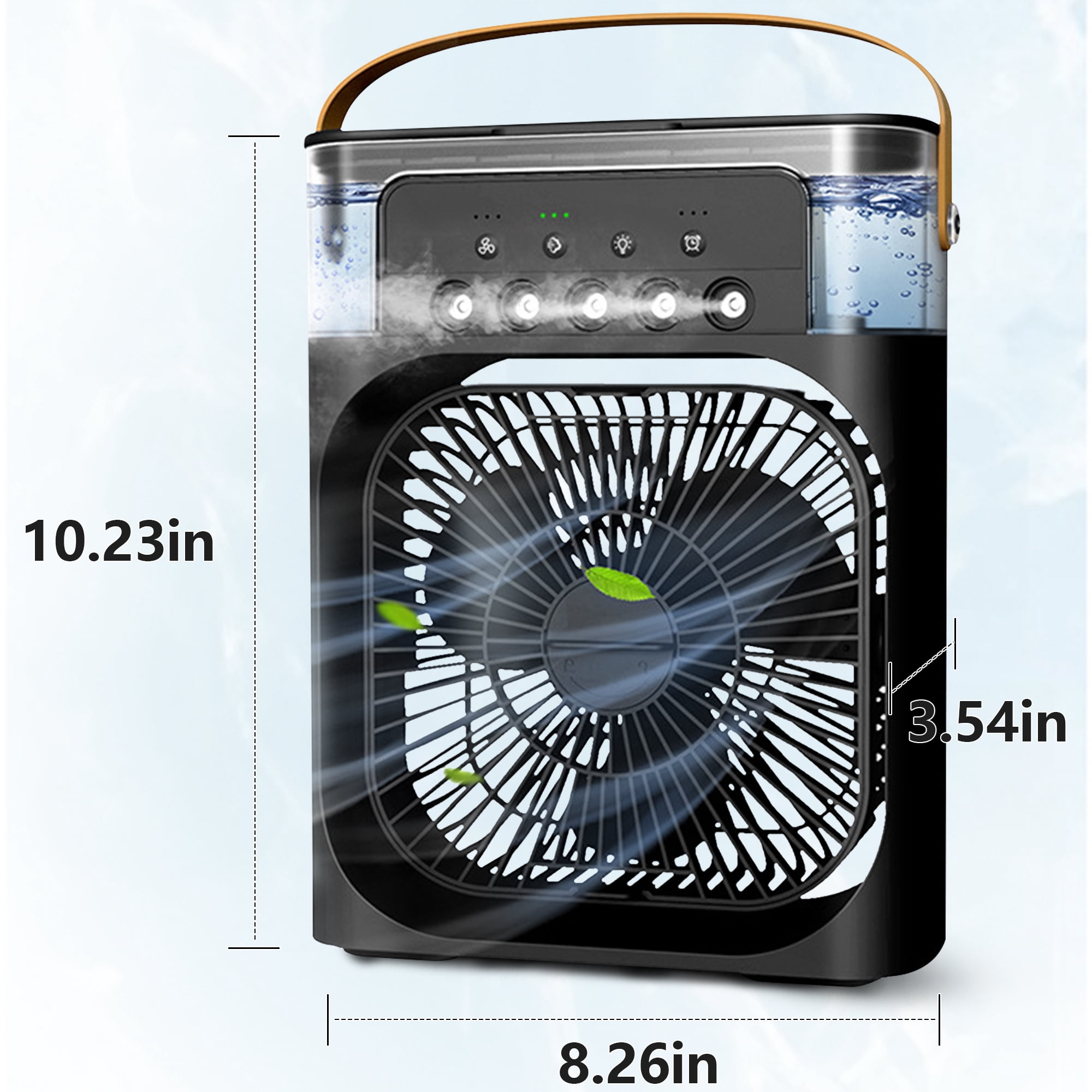 Portable Air Conditioners, Brochao Personal Air Cooler with Timer, 3 Speeds & 7 Colors Nightlight, USB Mini Cooler Fan for Bedroom, Office, Quiet, Black