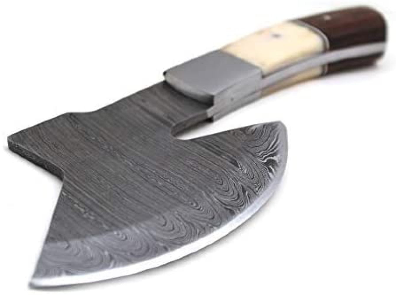 Wild Turkey Handmade Solid Damascus Steel Axe w/ Leather Sheath 