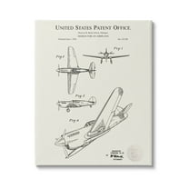 Stupell Industries Aircraft Patent Diagram Chart Graphic Art Gallery Wrapped Canvas Print Wall Art, Design by Karl Hronek