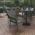 thumbnail image 3 of BizChair Set of 2 Commercial Grade Stacking Patio Chairs, All Weather PE Rattan Wicker Patio Dining Chairs in Gray, 3 of 11