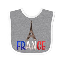 Inktastic France Eiffel Tower Flag in Text Boys or Girls Baby Bib