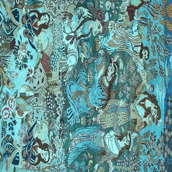 Ahgly Company Indoor Square Animal Light Blue Traditional Area Rugs, 3' Square
