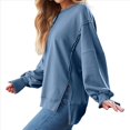 thumbnail image 2 of Sudaderas de Gran Tamaño para Mujer, Sudaderas con Capucha, Camisetas de Cuello Redondo, Conjuntos de Otoño, Ropa de Invierno Y2K para Adolescentes Azul M, 2 of 7
