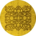 thumbnail image 1 of Ahgly Company Machine Washable Indoor Round Oriental Yellow Traditional Area Rugs, 7' Round, 1 of 4