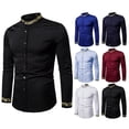 thumbnail image 2 of Men's Embroidered Shirt European And American Style Stand Collar Long Sleeve Shirt Pattern Embroidered European Size Casual Plus Size Men's Thin Shirt, 2 of 3