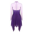 thumbnail image 3 of SiiRoh Women Figure Skating Dress Long Sleeve Gradient Color Dance Competition Party Shiny Rhinestones Dress Purple M, 3 of 6
