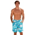thumbnail image 5 of KIHOUT Men's Tropical Seahorse Print 2-in-1 Swim Trunks - 95% Polyester 5% Spandex, Drawstring Elastic Waist, Lined with Pockets for Beach, Pool and Summer Casual Wear, 5 of 9