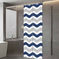 thumbnail image 3 of Navy Blue Grey White Privacy Window Film,Decorative Frosted Glass Window Film,Abstract Geometric Ocean Wave Stripe Reusable Peel and Stick Static Cling for Home Bathroom Office Glass Door 29.5"x78.7", 3 of 8