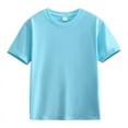 thumbnail image 4 of Xyant T-Shirts for Boys Girls Short Sleeve Solid Color Tees Unisex Toddler Kid Crew Neck 2025 Summer Top Light Blue,10-12 Years, 4 of 7