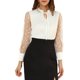 thumbnail image 1 of Blusas de manga larga de malla con cuello atado y volantes elegantes para mujer Allegra K, blancas, talla L, 1 of 6