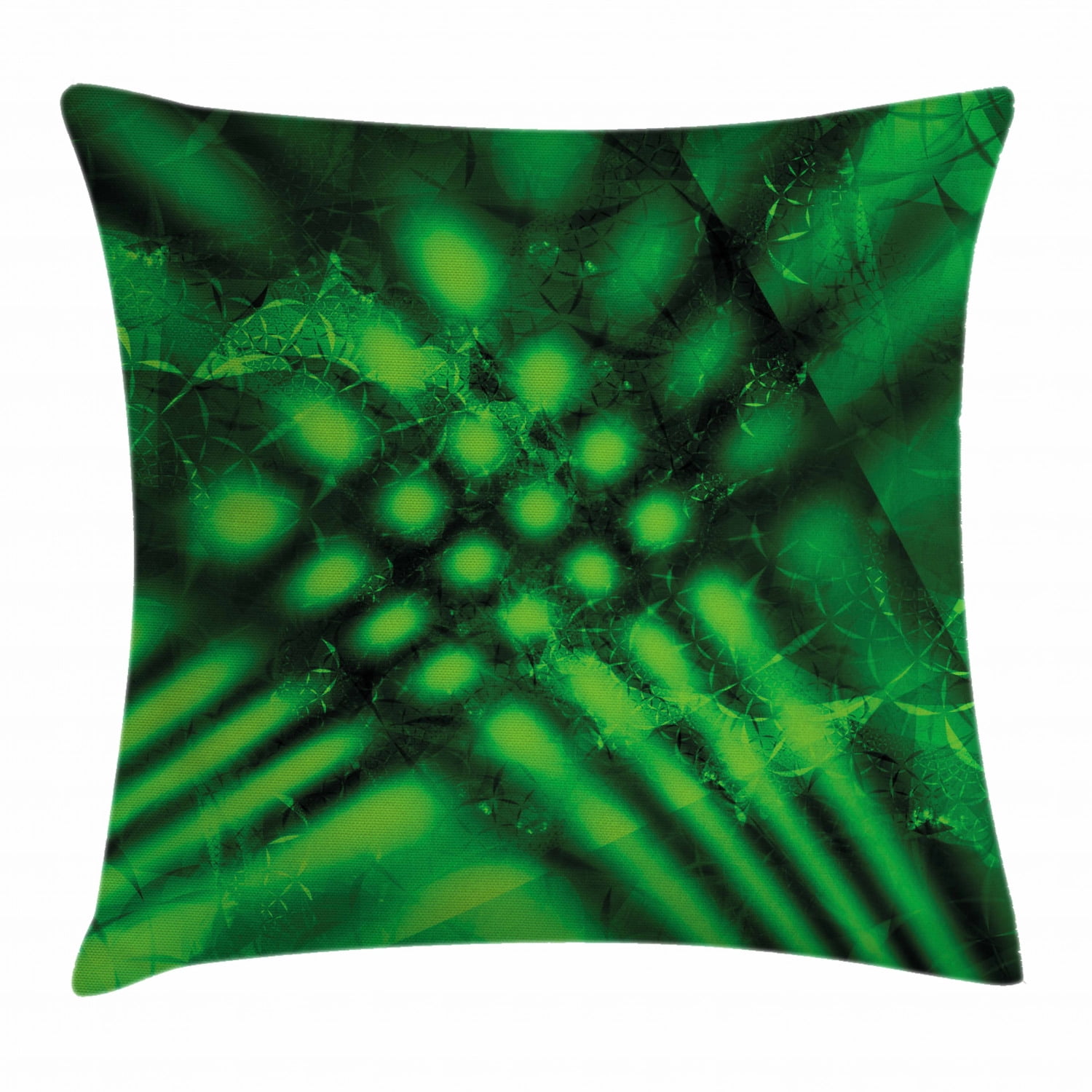 Lime Green Throw Pillow Cushion Cover, Psychedelic Abstract Blurry Shade Formless Effects