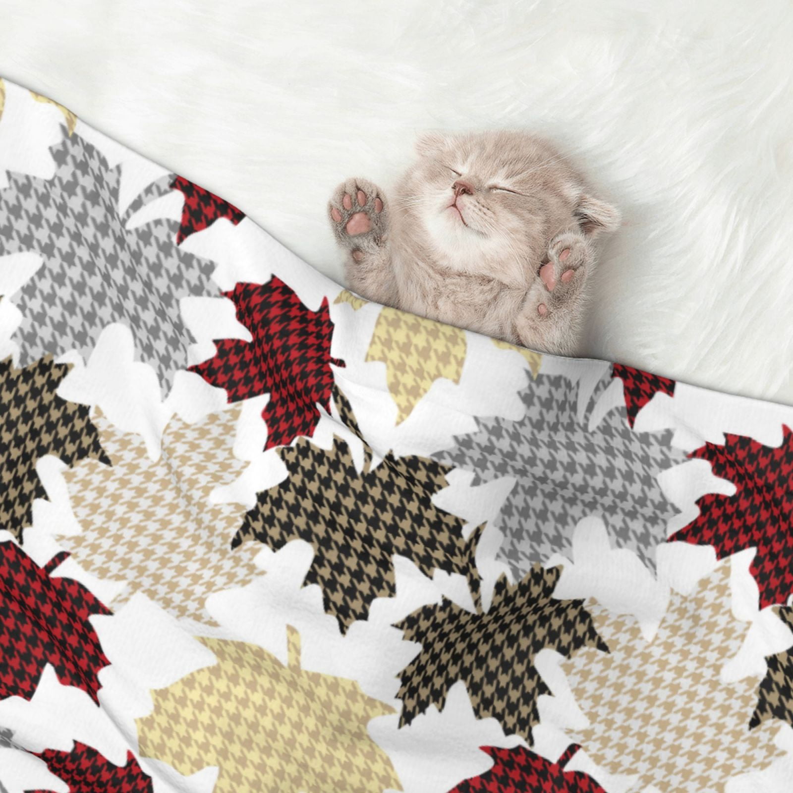 Naloa colorful Maple Dog Blanket, 3 Sizes Cat Blanket for Indoor Cats Large Medium Small Dog Gifts-Medium